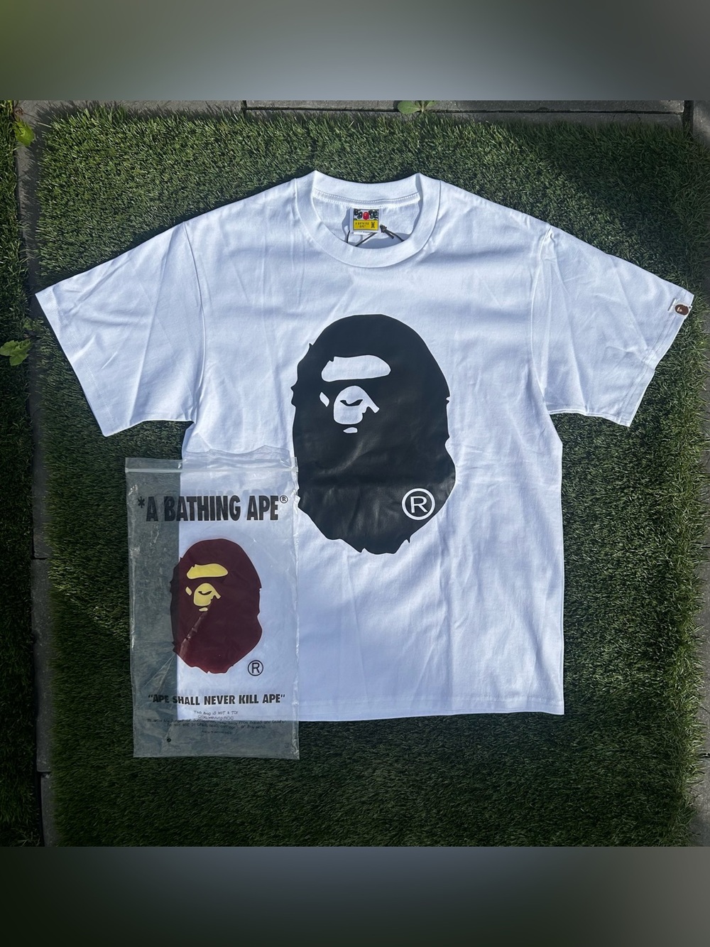 A Bathing Ape Big Ape Head Tee White & Black Medium